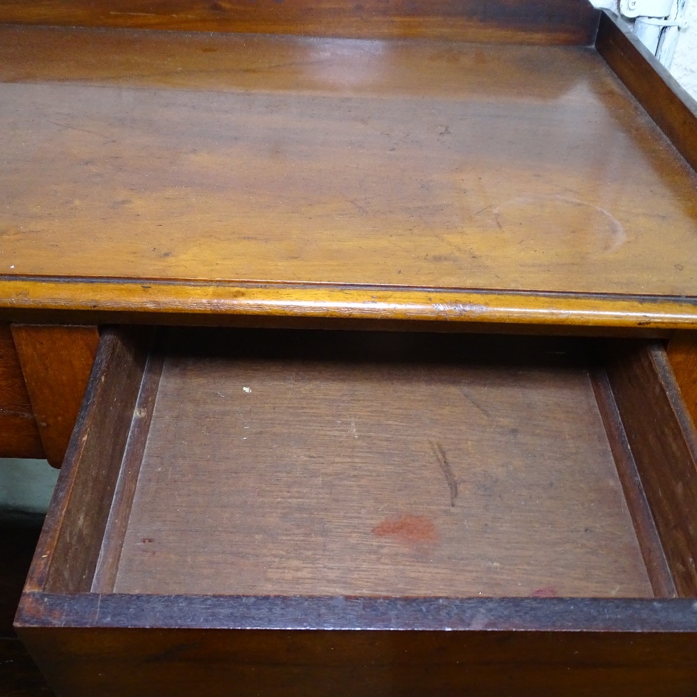 A Victorian mahogany writing table with raised gallery, 2 frieze drawers, on turned legs, W90cm, - Image 2 of 2