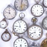 A collection of pocket and fob watches, including some silver