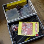 Box of Meccano and Scalextric track