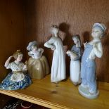 Lladro boy, 21cm, and 2 others, a NAO figure, and another Spanish girl (5)