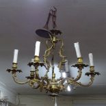 A gilt-metal 5-branch chandelier (no drops)