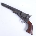 An Italian replica New Model Navy calibre 36 Colt revolver, 7" octagonal barrel with steel frame,