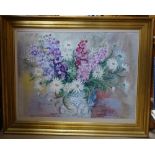 Lorna Dunn (1920 - 2016), mixed media pastel/watercolour, floral still life, signed, 20" x 27",