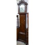 An 18th century 8-day clock, with arch-top silvered dial and 2 subsidiary dials, marked Fiske Stow