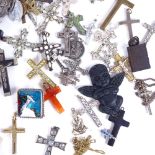 A collection of various crucifixes, to include Scottish silver and agate set, cornelian and gilt-