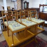 A set of 6 mid-century Regency Revival dining chairs, with woolwork seats