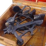 A sextant, mid-20th century, in original stained wood case