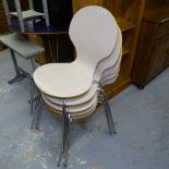 A set of 5 painted stacking Keeler chairs, on chrome legs