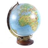 A 30cm Physical Political illuminating globe, by the George F Cram Company