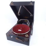 A Vintage Columbia no. 112A portable wind-up gramophone, case length 41cm