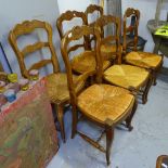 A set of 6 French oak ladder-back dining chairs