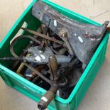 Various Vintage tools, including Rawlplug mechanical hammer, chisels, vice etc (boxful)