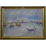 A modern Italian impressionist oil on canvas, Venetian scene, indistinctly signed, 49cm x 69cm,