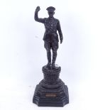 A reproduction bronze sculpture, man in uniform, unsigned, height 35.5cm