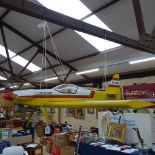 A petrol-fuelled radio-controlled Vintage style model plane, wingspan 156cm, missing remote control