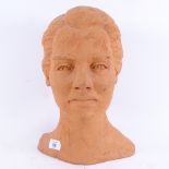 Lomer, clay sculpture, female bust, signed, height 35cm