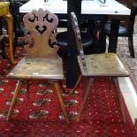 2 18th/early 19th century Brettstuhl or Tyrolean chairs with pierced backs