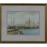 Thompson, 19th century watercolour, West Bay Harbour near Bridport Dorset, signed, 25cm x 34cm,