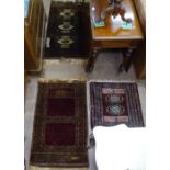 3 small red ground Persian design rugs