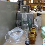 Dartington Crystal comport, Lamborghini flask, soda syphon, bottles etc