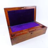 A 19th century brass-bound mahogany writing slope dated 1872, fitted interior, width 53cm,