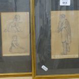 Helen Allingham (1848 - 1926), 5 pencil sketches, studies of people, all from a sketchbook dated
