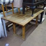 A Heal's style Arts and Crafts Cotswold School oak refectory dining table, W163cm, D76cm, H75cm