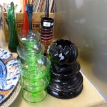 Glass vases, tallest 37cm, sundae glasses etc