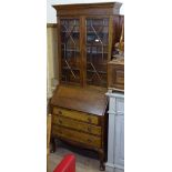 An Edwardian mahogany 2-section bureau bookcase, W87cm, H215cm