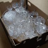 Various cut-glass, including sundae bowls, flower vases etc (boxful)