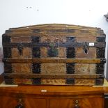 A Victorian dome-top and slatted seaman's trunk, with fitted tray, W81cm