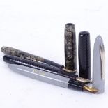 3 Vintage fountain pens, including Mabie Todd & Co Ltd, Swan self-filler example with 14ct nib,