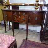 A 19th century mahogany bow-front sideboard, fitted drawers and cupboards, on 6 square tapered