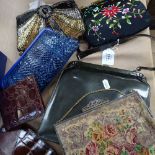 Various Vintage handbags, including Lodiy, Jane Shilton blue snakeskin clutch etc