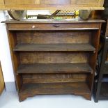 A Victorian oak open bookcase, W106cm