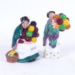 2 Royal Doulton figures, including the Old Balloon Seller HN2129, and the Balloon Seller HN2130