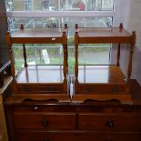 A pair of yew wood lamp tables, with drawer fitted bases, W51cm, H60cm