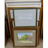 David Harbour, quantity of watercolours, including landscape scenes, surrealist and butterflies, and
