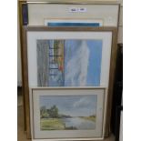 Elizabeth Morris, coloured etching, seabirds, Gordon Wood, pastels, Ditton Cambridge, and 2 other