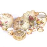 A collection of Royal Worcester porcelain, including 1413 graduated pair of shell dishes, 1314 jar