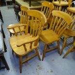 A set of 10 pine and beech kitchen chairs (8 and 2)