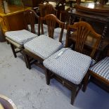 A set of 5 18th century country oak dining chairs, with pierced slat-backs