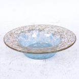 A Monart Studio glass bowl, blue marbled glittered decoration, unsigned, diameter 15cm