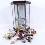 Hexagonal glazed display case, miniature ornaments etc