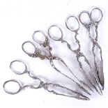 4 pairs of decorative silver cake tongs, all with Swedish control marks