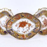 3 Royal Crown Derby plates, allover hand painted and gilded decoration, largest length 29cm (3)