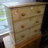 An Antique pine 3-drawer chest, W76cm, H80cm