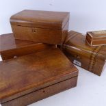 Various jewellery and storage boxes, including walnut and mahogany (5)