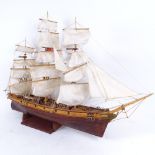 Replica of the Cutty Sark, handmade model ship on stand, length 70cm, height 50cm