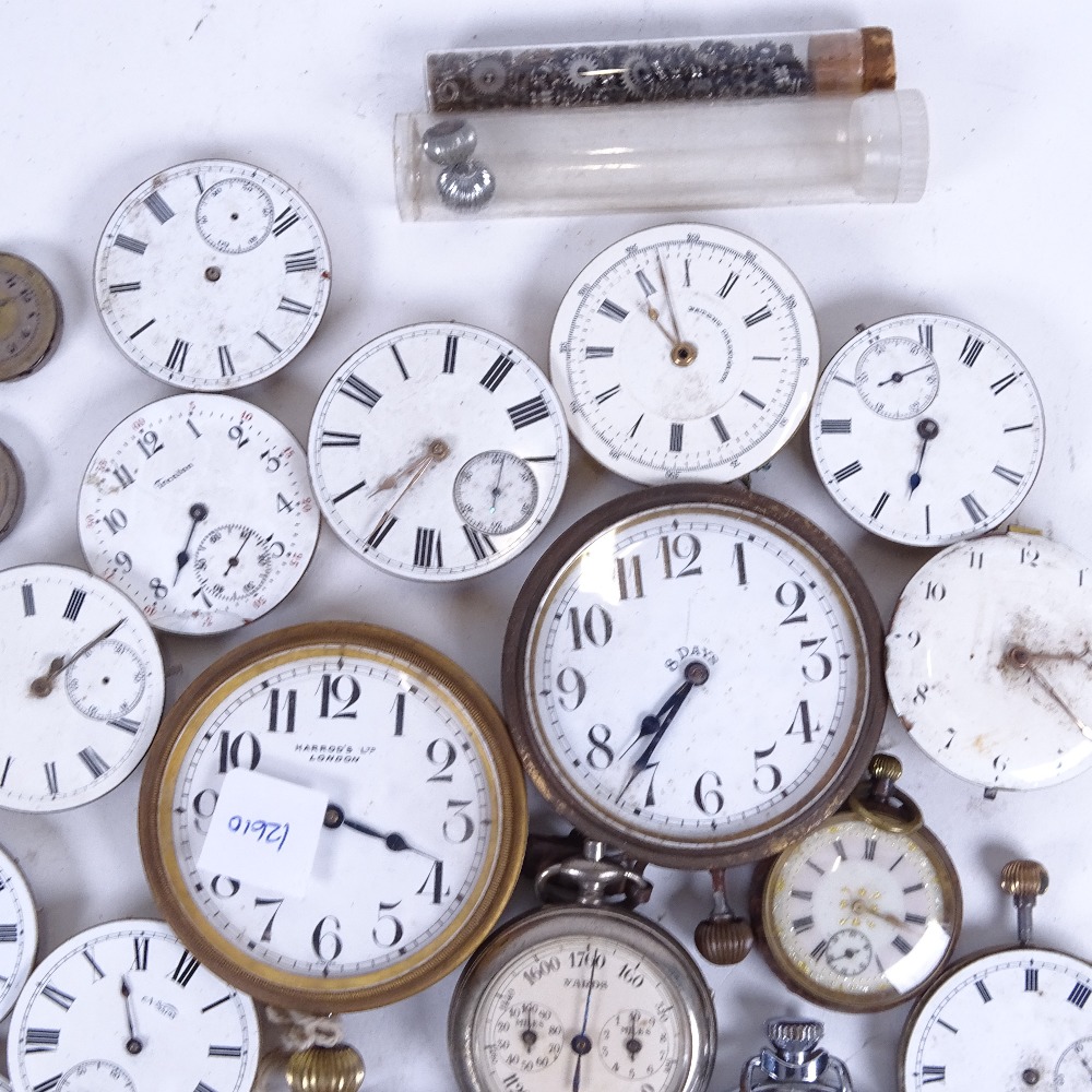 A collection of various enamelled pocket watch dials and movements, to include some Verge etc - Image 2 of 2